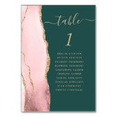 Numéro De Table Rose Pâle Or Agate Vert Émeraude Mariage (Dos)