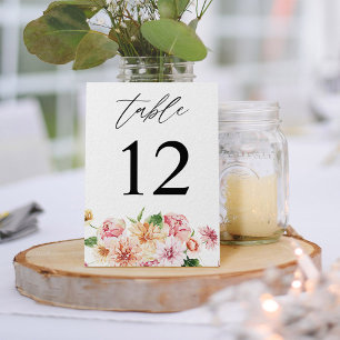 Numéro De Table Rose & Pêche Floral & Verdure