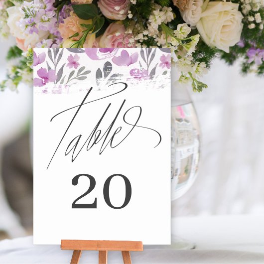 Numéro de table rose pivoine aquarelle Boho