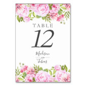 Numéro De Table Rose Pivoine Floral Élégant Chic Script (Dos)