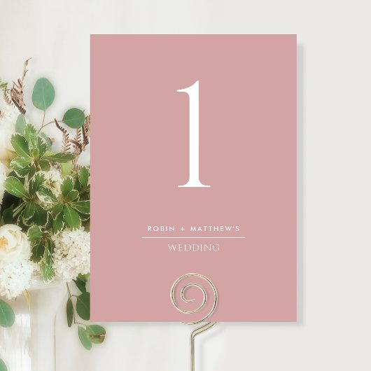 Numéro de table rose poudré élégant et simple