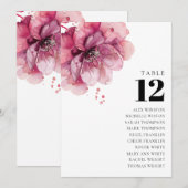 Numéro de table rose poudrée florale graphique de (Devant / Derrière)