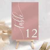 Numéro De Table Rose Poussiéreuse Calligraphie Moderne Mariage