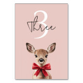 Numéro De Table Rose & Red Deer | Fête d'anniversaire de Woodland (Dos)