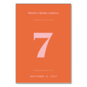 Numéro de table rose rétro (Dos)