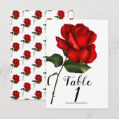 Numéro de table Rose Rouge de Conte de Fées Mariag (Devant / Derrière)
