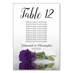 Numéro De Table Rose royal violet élégant tableau de mariage