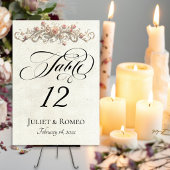 Numéro De Table Rose Scroll - Crème