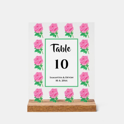 Numéro de table rose Symbole acrylique (Recto)