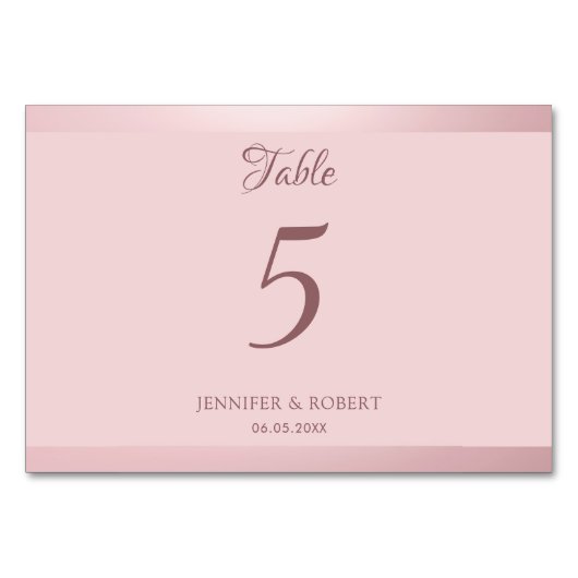 Numéro De Table Rose tendance Gold Modern Script Modèle élégant (Devant)