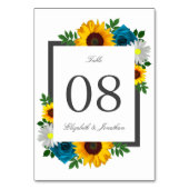 Numéro De Table Rose Tournesol Daisy Fleurs Mariage (Dos)