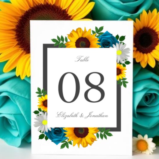 Numéro De Table Rose Tournesol Daisy Fleurs Mariage