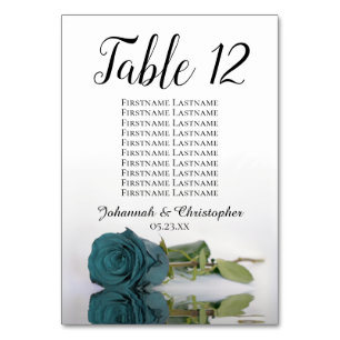 Numéro De Table Rose Turquoise romantique Élégant tableau de maria