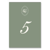 Numéro De Table Rose Verte Sage Mariage Double Face (Dos)