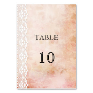 Numéro De Table Rose Vintage romantique & Mariage de dentelle Numé