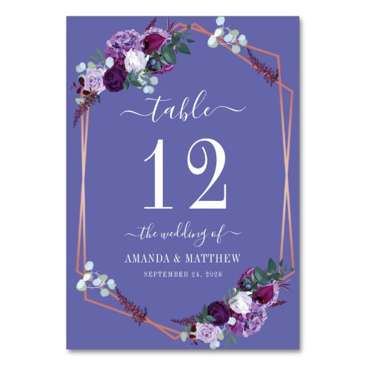 Numéro De Table Rose violet Gold Frame Mariage (Par défaut)