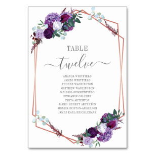 Numéro De Table Rose violet Gold Frame Mariage
