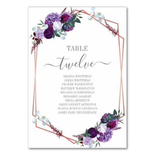 Numéro De Table Rose violet Gold Frame Mariage (Par défaut)