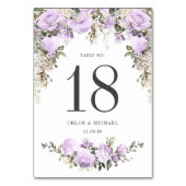 Numéro De Table Rose violet rustique Mariage Floral Numéro de tabl (Dos)