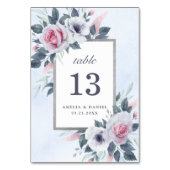 Numéro De Table Rosée romantique Aquarelle blanche Rose Mariage Bl (Dos)