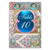 NUMÉRO DE TABLE ROSES ANCIENS, FLEURS ROSES, PIERRES BLEUES, PERLE (Dos)