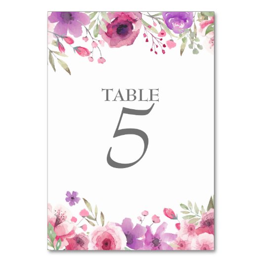 Numéro de table Roses aquarelle 25e anniversaire (Dos)