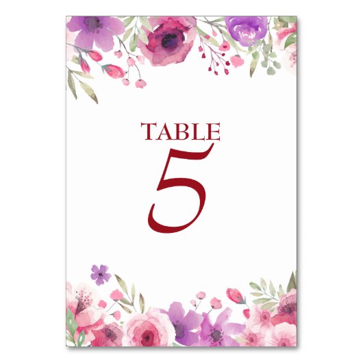 Numéro de table Roses aquarelle 40e anniversaire (Dos)