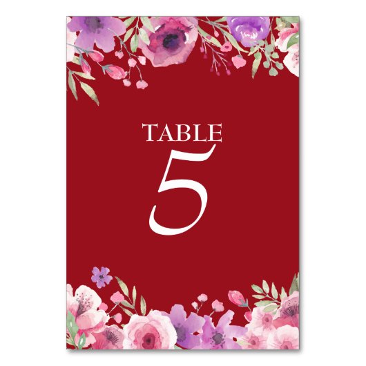 Numéro de table Roses aquarelle 40e anniversaire (Dos)