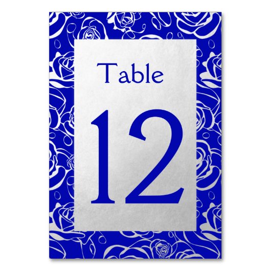 Numéro De Table Roses argentés classiques sur Royal Blue (Par défaut)
