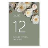 Numéro De Table Roses blanches Fleurs 3D Mariage (Dos)
