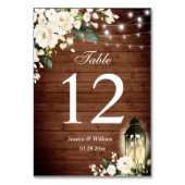 Numéro De Table Roses blanches Lanterne en bois rustique Numéro de (Dos)