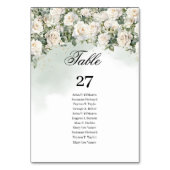 Numéro De Table Roses blanches romantiques Eucalyptus Vert et or (Dos)