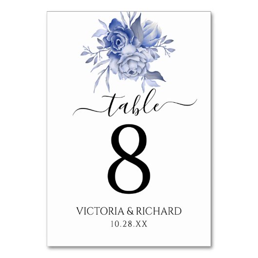 Numéro De Table roses bleues rustiques poussiéreuses et autres fle (Par défaut)