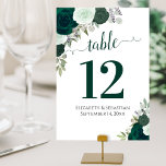 Numéro De Table Roses d'aquarelle Élégant Mariage vert émeraude<br><div class="desc">Ces belles cartes de numéro de table mariage présentent un design chic boho élégant avec des roses d'aquarelle peints à la main dans les tons vert émeraude et sauge. Un moyen parfait de rendre votre réception de mariage belle et aider vos invités à trouver la bonne table en même temps....</div>