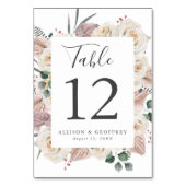 Numéro De Table Roses d'aquarelle et Mariage d'orchidées (Dos)