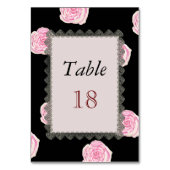Numéro De Table Roses de chou rose et Mariage de dentelle noire (Dos)
