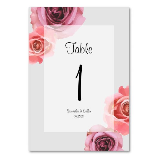 Numéro De Table Roses de printemps gras rose et violet (Par défaut)