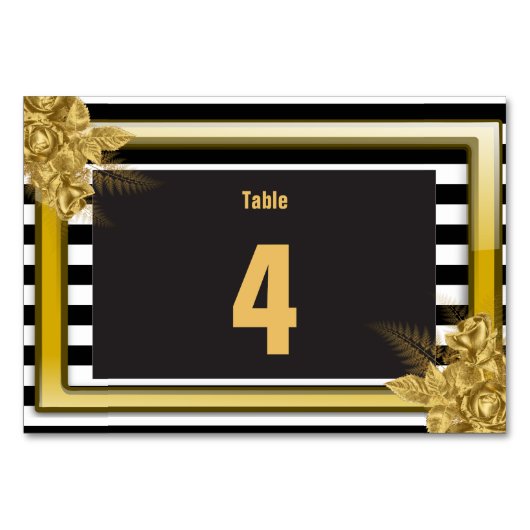 Numéro De Table Roses d'or Art Déco, Mariage de bandes Tableau Pas (Devant)