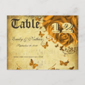 Numéro de table Roses et Papillons à Cœur d'Or (Devant)