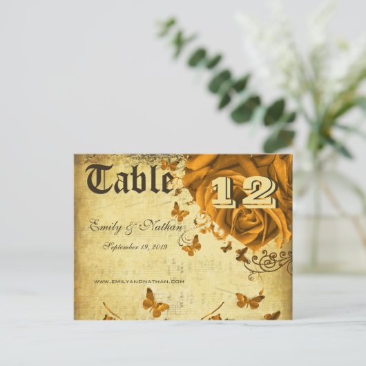 Numéro de table Roses et Papillons à Cœur d'Or (Debout devant)