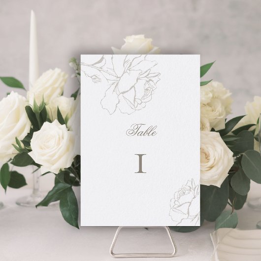 Numéro De Table Roses Faux Embossed Pearl Formal Elegant Wedding