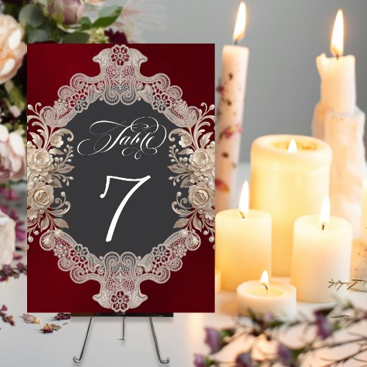 Numéro De Table Roses & Lace - Bourgogne
