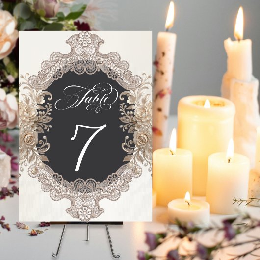 Numéro De Table Roses & Lace - Crème