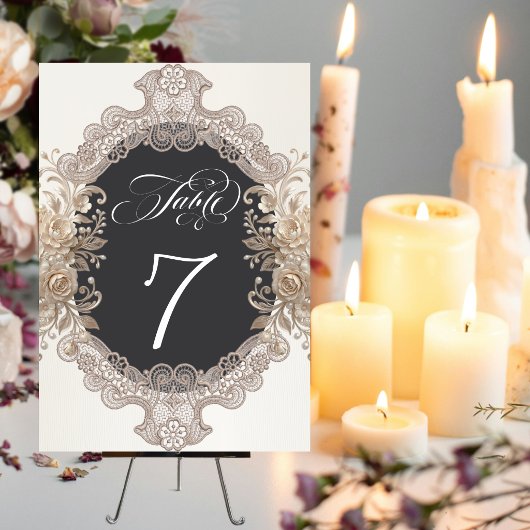 Numéro De Table Roses & Lace - Crème