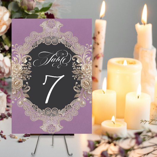 Numéro De Table Roses & Lace - Lavande
