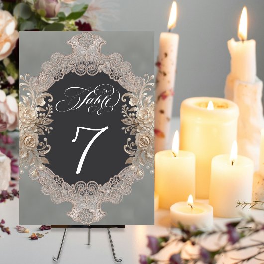 Numéro De Table Roses & Lace - Sauge