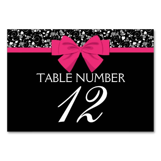 Numéro De Table Roses noires et blanches Bow rose (Dos)