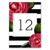 Numéro De Table Roses roses + Bandes Numéro de tableau (Dos)