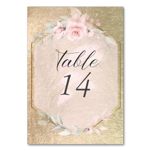 Numéro De Table Roses roses rose et or (Dos)