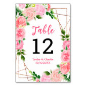 Numéro De Table Roses roses roses avec Mariage de feuillage Numéro (Dos)